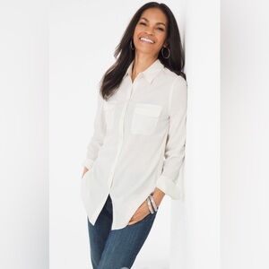 Chico’s Size 1 Petite White Blouse